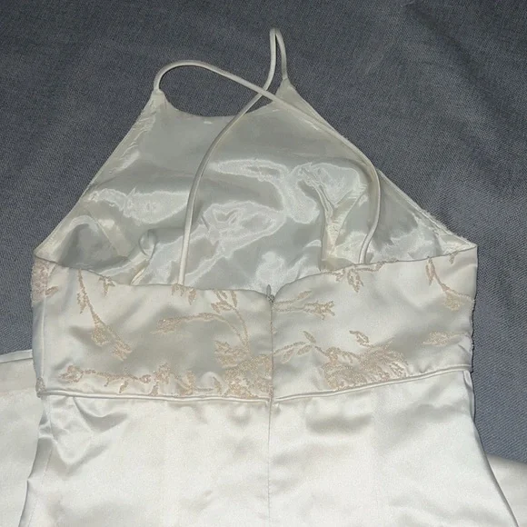 Ivory/cream dress with spaghetti straps and a zipper in the back. Gently used. - Picture 10 of 11